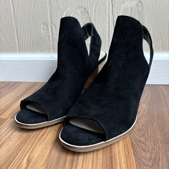 Cole Haan Grand Os Leather Perforated Callista Peep Toe Block Heel Sandals - Picture 5 of 12